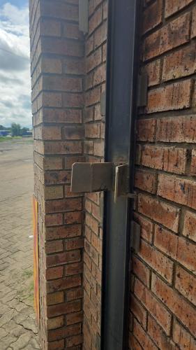 Gate destroyed by flagged vehicle 3