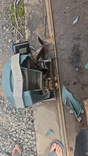 Gate destroyed by flagged vehicle 5