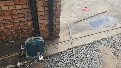 Gate destroyed by flagged vehicle 2